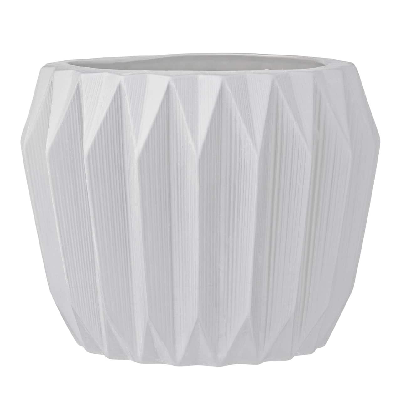 Hello Honey® 6" White Fluted Stoneware Flower Pot